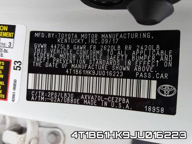 4T1B61HK9JU016223 фото 2