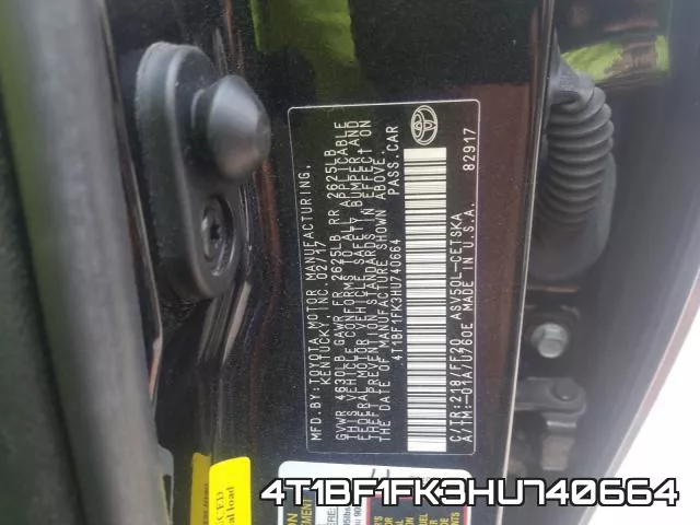 4T1BF1FK3HU740664 фото 2