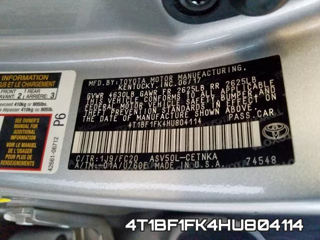 4T1BF1FK4HU804114 фото 2