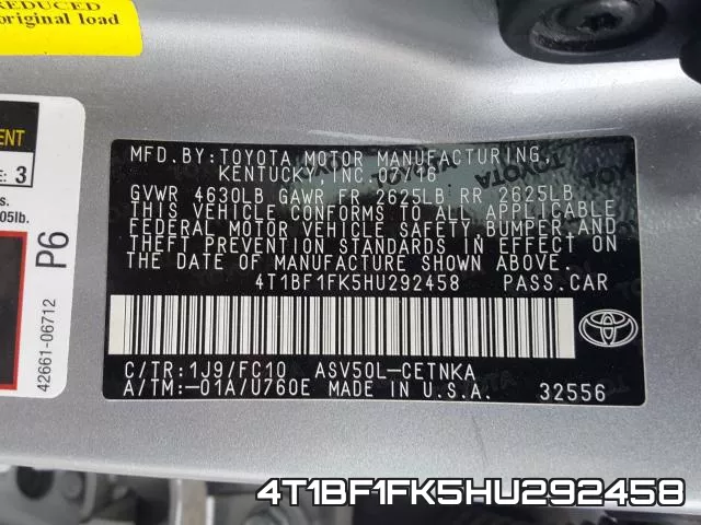 4T1BF1FK5HU292458 фото 2