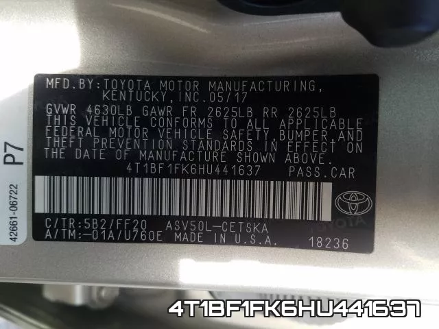 4T1BF1FK6HU441637 фото 2