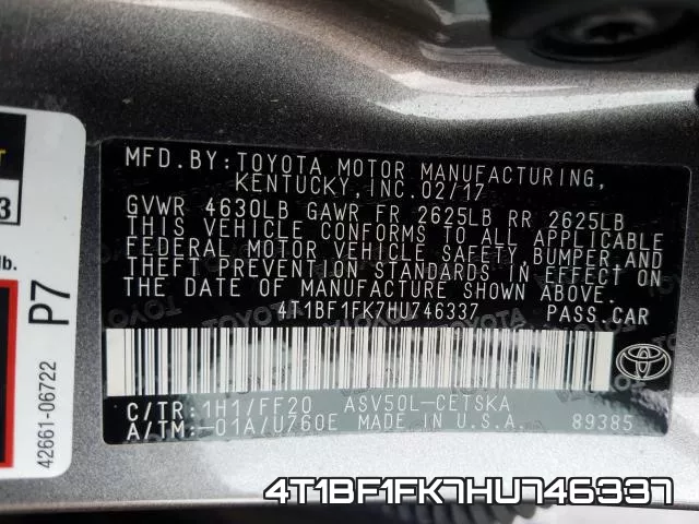4T1BF1FK7HU746337 фото 2