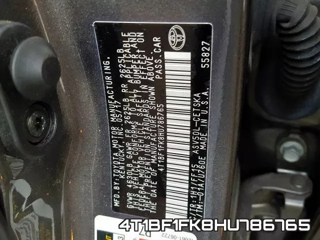 4T1BF1FK8HU786765 фото 2