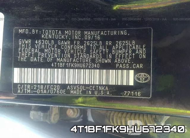 4T1BF1FK9HU672340 фото 10