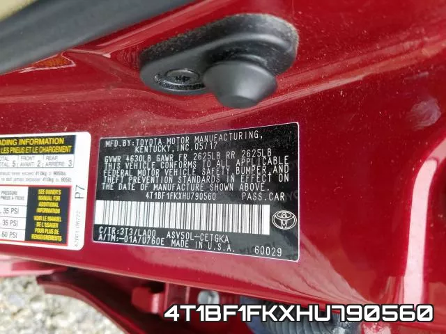 4T1BF1FKXHU790560 фото 2