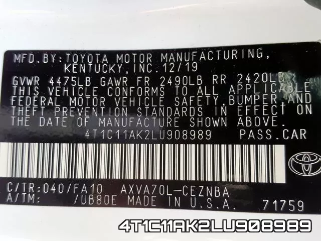 4T1C11AK2LU908989 фото 2