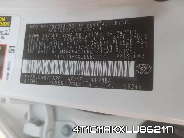 4T1C11AKXLU862117 фото 2