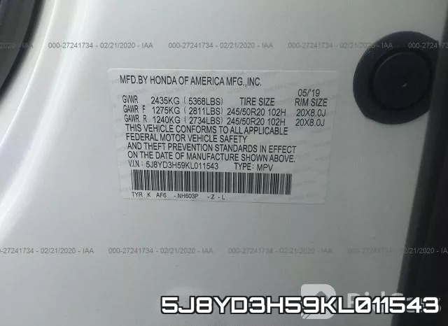 5J8YD3H59KL011543 фото 10