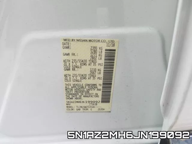 5N1AZ2MH6JN199092 фото 2