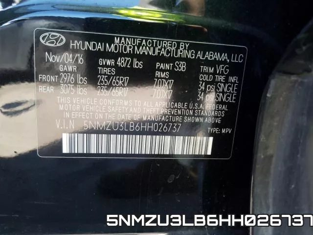 5NMZU3LB6HH026737 фото 2