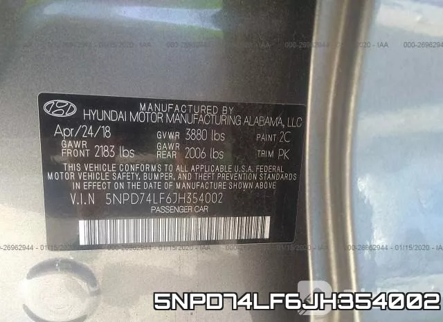 5NPD74LF6JH354002 фото 10