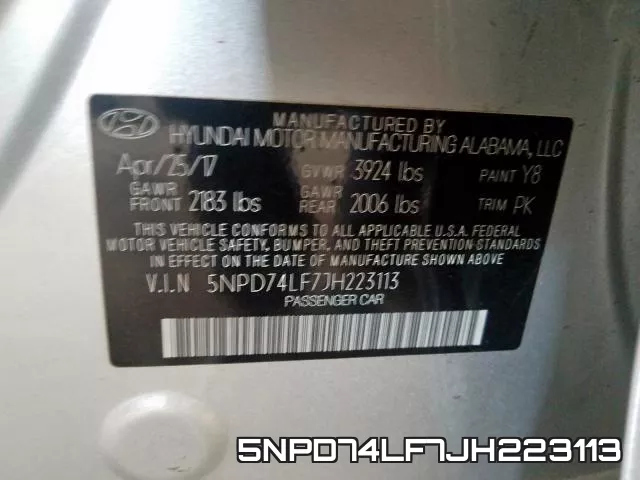 5NPD74LF7JH223113 фото 2