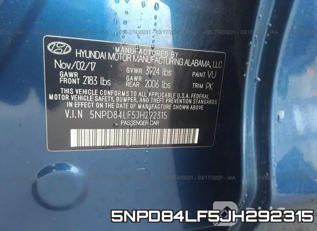 5NPD84LF5JH292315 фото 10