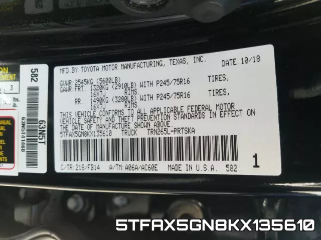 5TFAX5GN8KX135610 фото 2