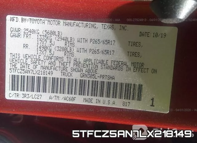 5TFCZ5AN7LX218149 фото 10