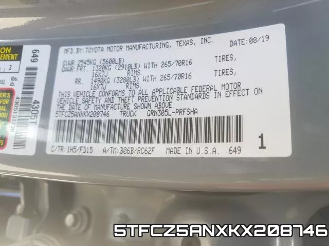 5TFCZ5ANXKX208746 фото 2
