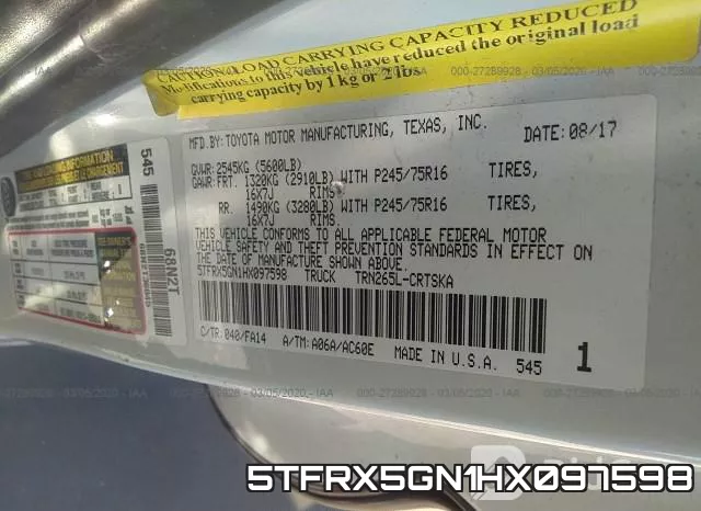 5TFRX5GN1HX097598 фото 10