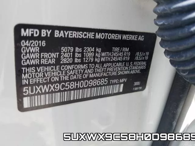 5UXWX9C58H0D98685 фото 2