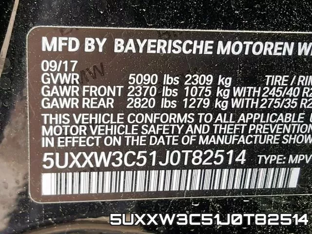 5UXXW3C51J0T82514 фото 2