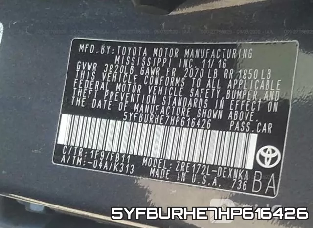 5YFBURHE7HP616426 фото 10