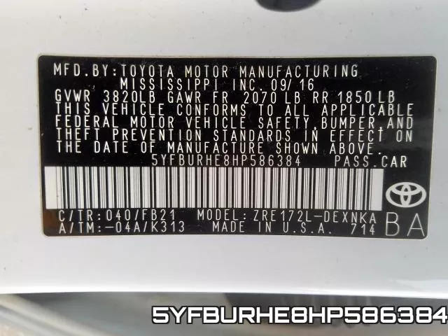 5YFBURHE8HP586384 фото 2