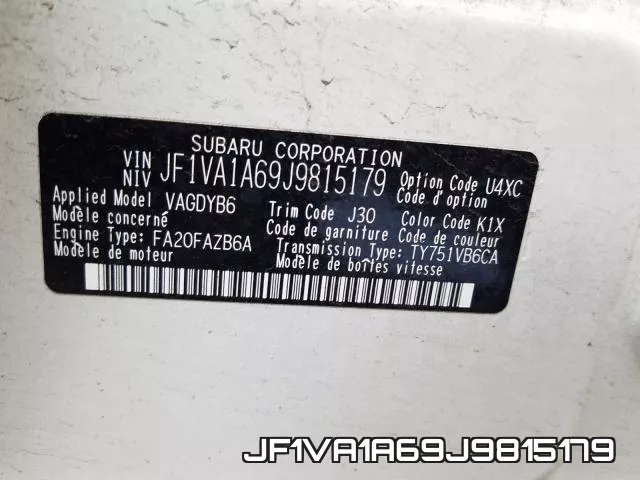 JF1VA1A69J9815179 фото 2