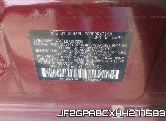JF2GPABCXHH277583 фото 10