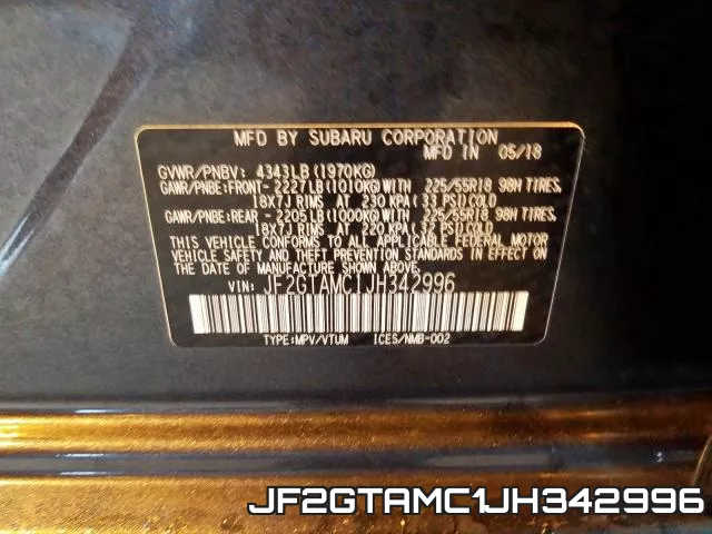 JF2GTAMC1JH342996 фото 2