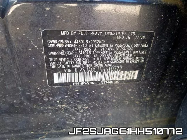 JF2SJAGC1HH510772 фото 2
