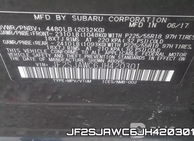 JF2SJAWC6JH420301 фото 10