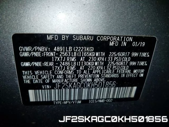 JF2SKAGC0KH501856 фото 2