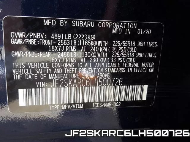 JF2SKARC6LH500726 фото 2