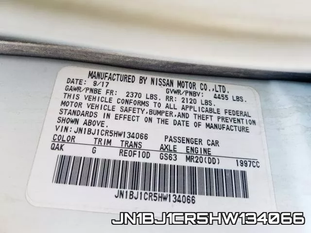 JN1BJ1CR5HW134066 фото 2