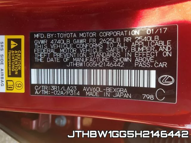 JTHBW1GG5H2146442 фото 2