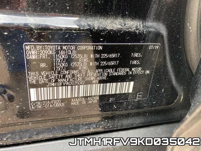 JTMH1RFV9KD035042 фото 2