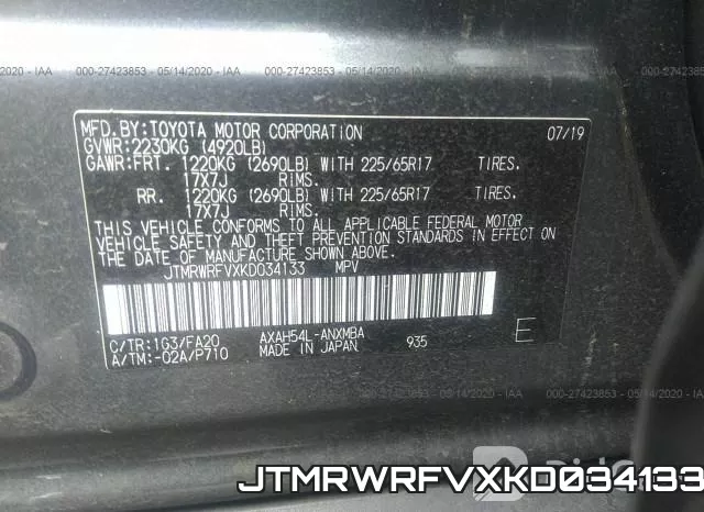JTMRWRFVXKD034133 фото 10