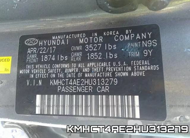 KMHCT4AE2HU313279 фото 10