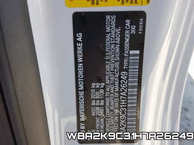 WBA2K9C31H7A26249 фото 2