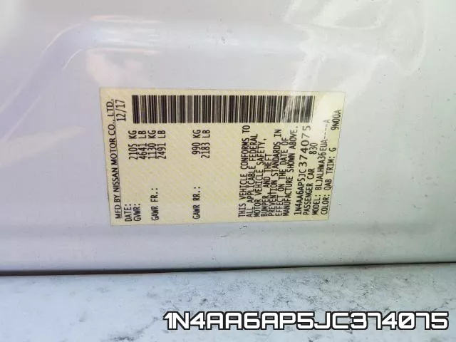 1N4AA6AP5JC374075 фото 2