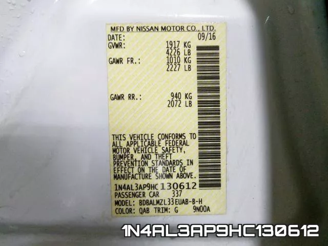 1N4AL3AP9HC130612 фото 2