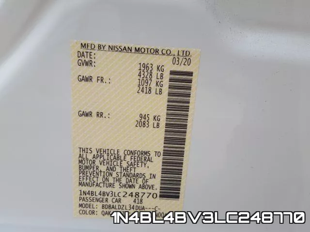 1N4BL4BV3LC248770 фото 2