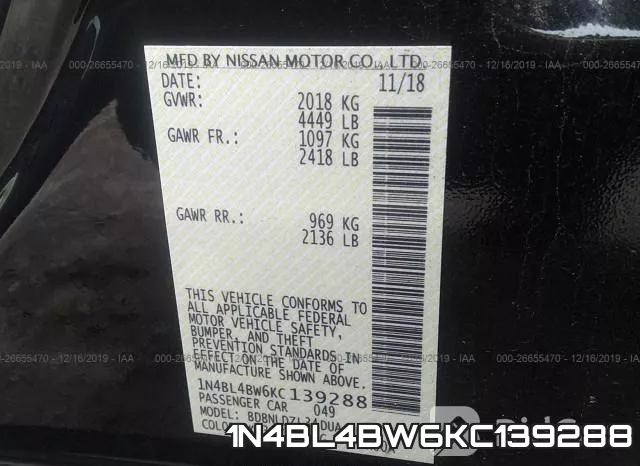 1N4BL4BW6KC139288 фото 10
