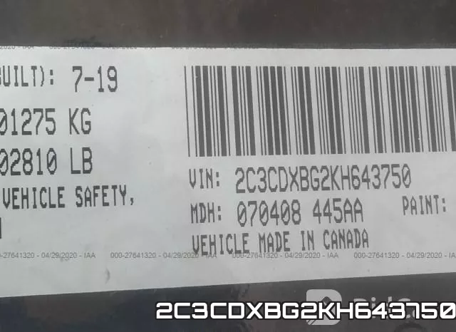 2C3CDXBG2KH643750 фото 10