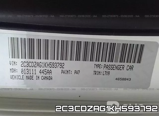 2C3CDZAG1KH593792 фото 10