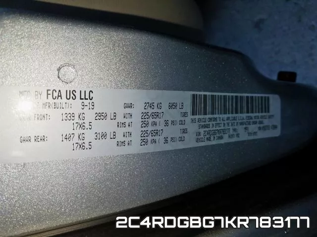 2C4RDGBG7KR783177 фото 2