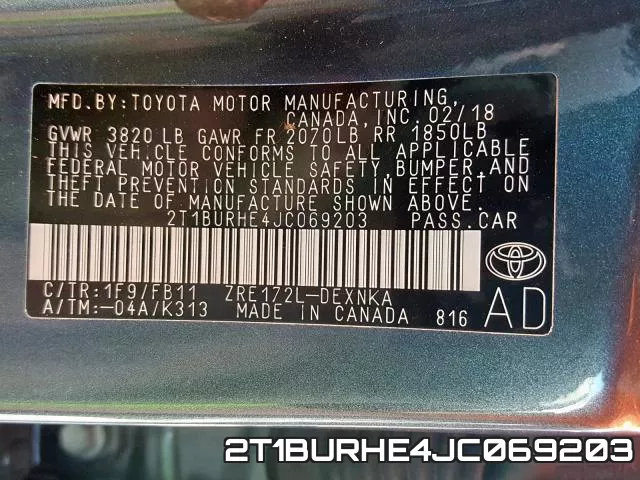 2T1BURHE4JC069203 фото 2