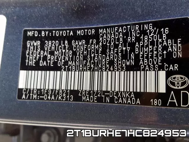2T1BURHE7HC824953 фото 2