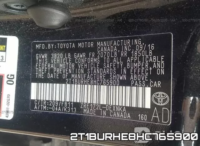 2T1BURHE8HC765900 фото 10