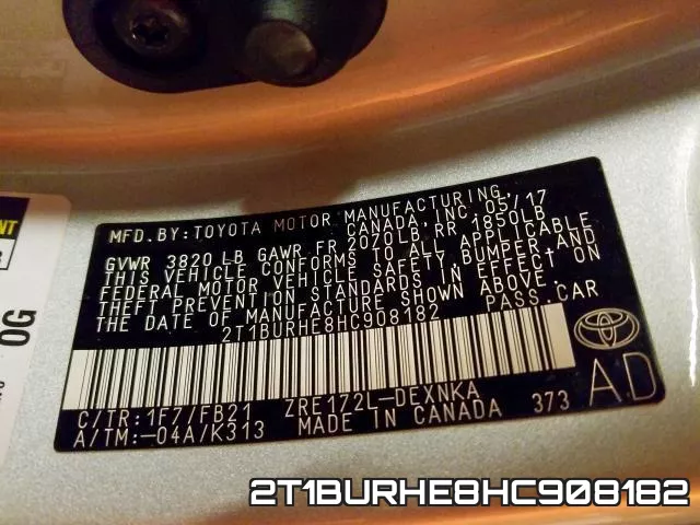 2T1BURHE8HC908182 фото 2