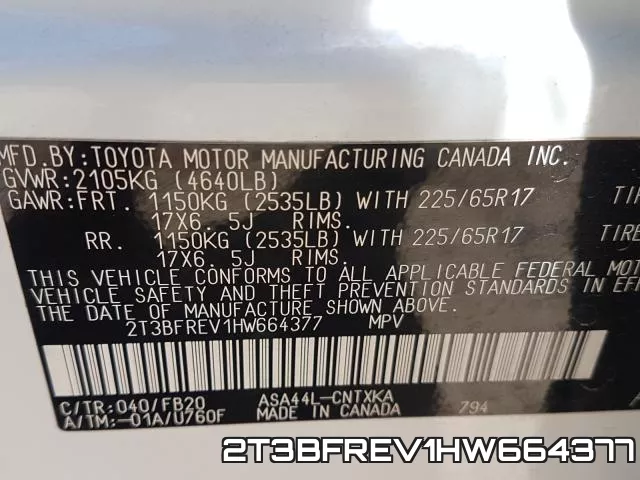 2T3BFREV1HW664377 фото 2